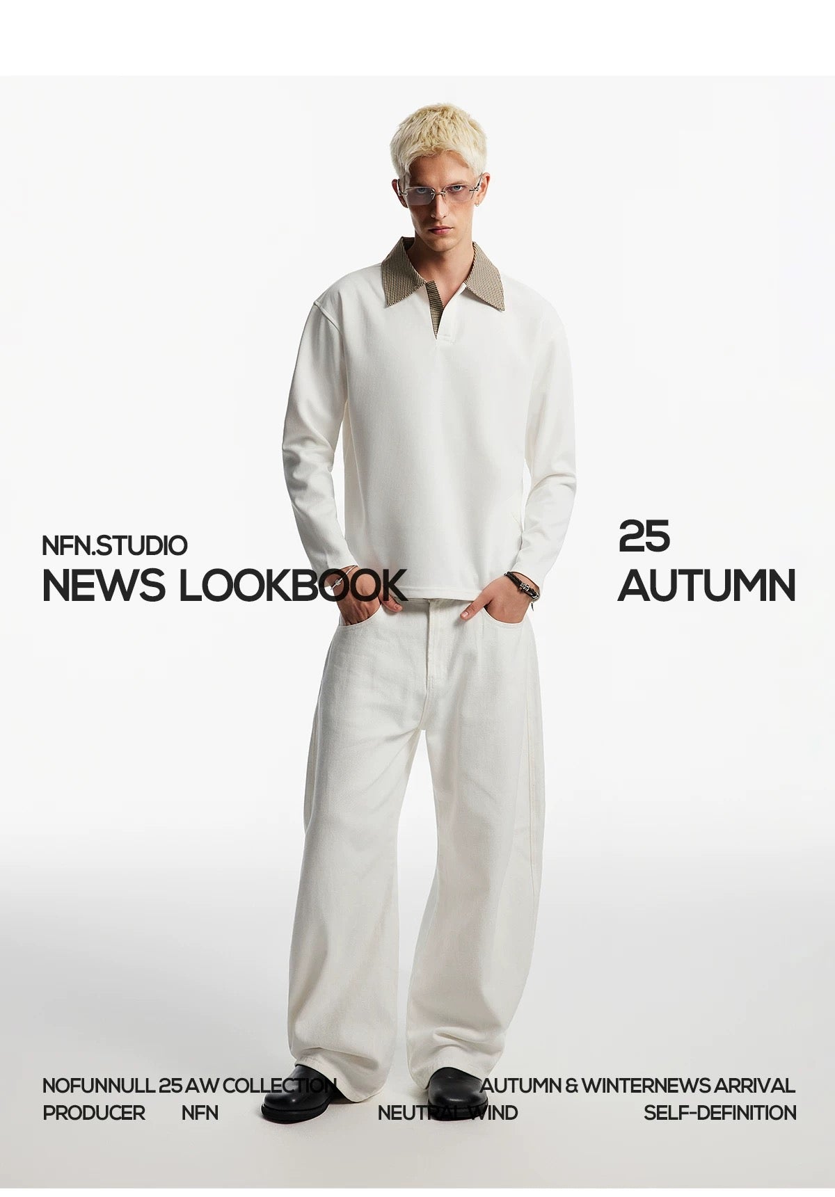 Men’s Houndstooth Patchwork Polo Long Sleeve Tee – Vintage Casual Streetwear Top S0036