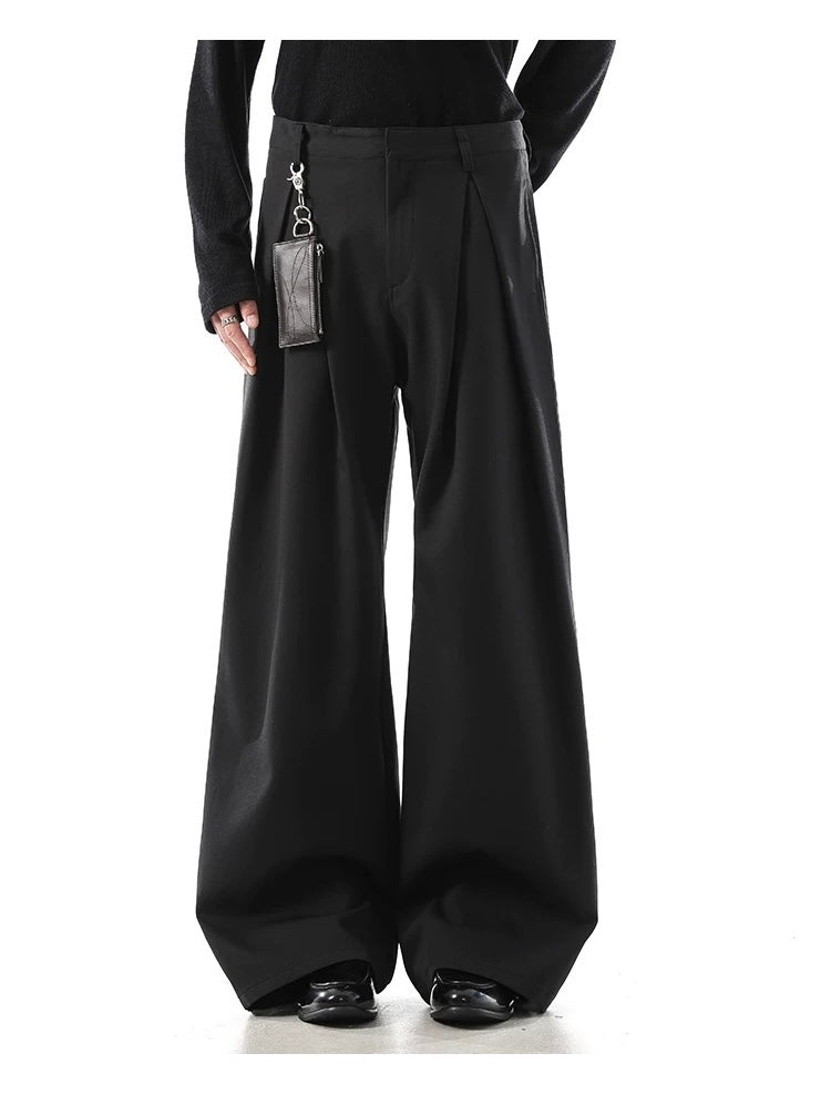 Structured Drape Suit Trousers – High-Street Minimalist Straight-Leg Pants B0041