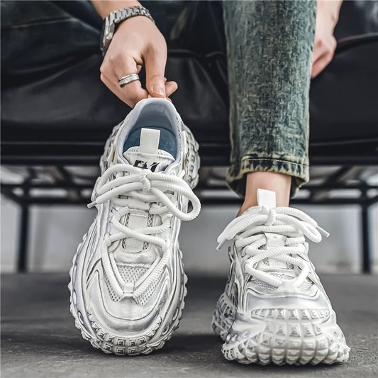 Men’s 2025 New Chunky Sneakers Tire Sole Platform Dad Shoes Fashion Street Style Casual Running ShoesS0016