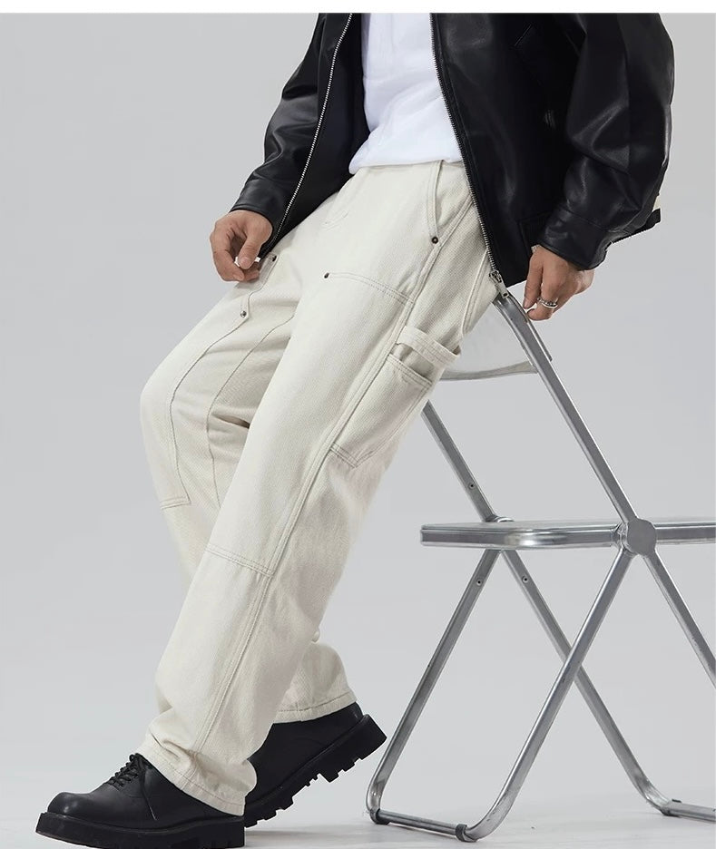 Men’s Off-White Retro Denim Cargo Pants – American Vintage Workwear Style B0075