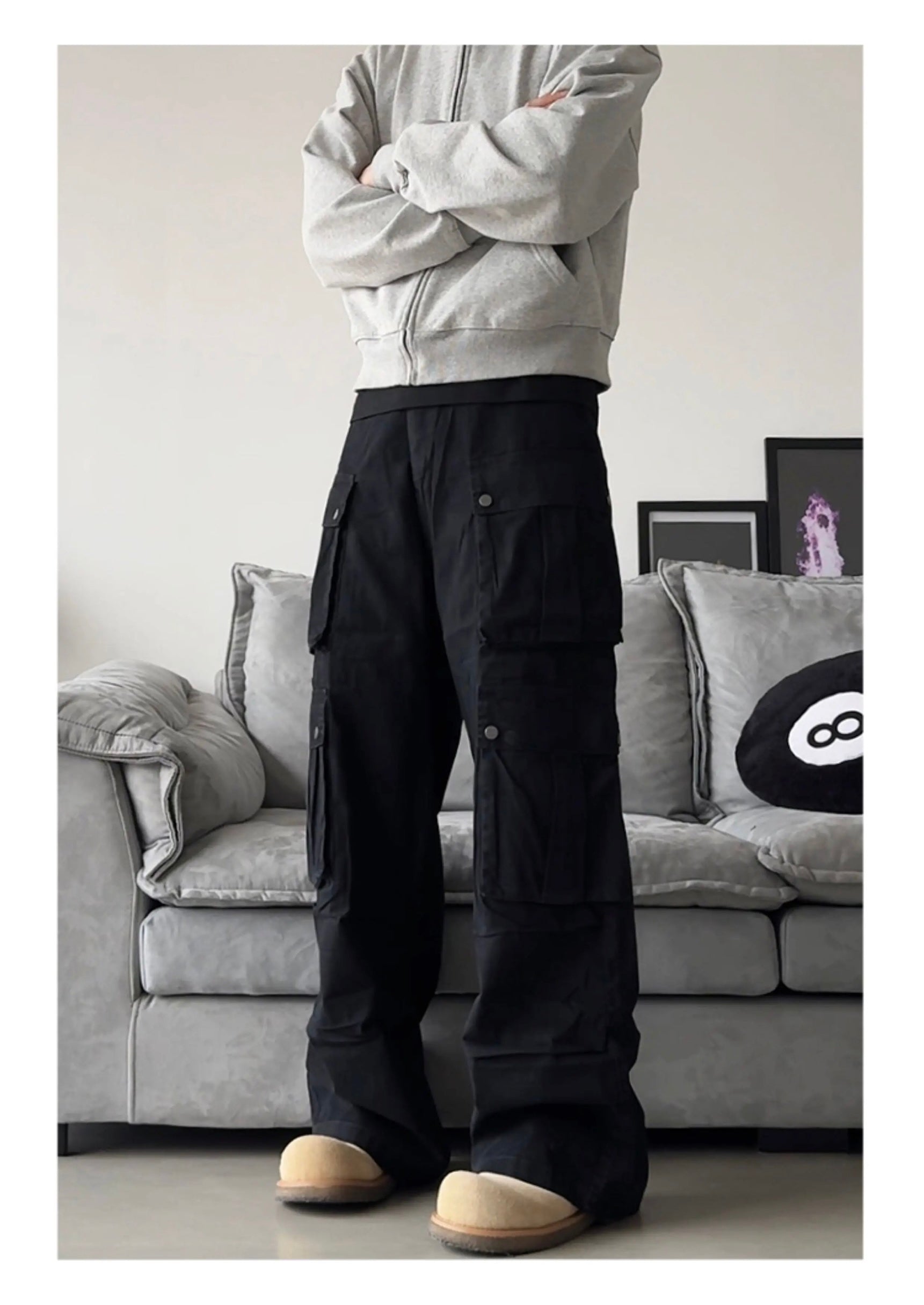 Men’s Multi-Pocket Cargo Pants – American Street Utility Workwear Trousers B0065