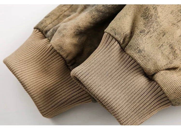 Men’s Vintage American Paint-Splatter Workwear Jacket – Distressed Retro Street Style Outerwear T0040