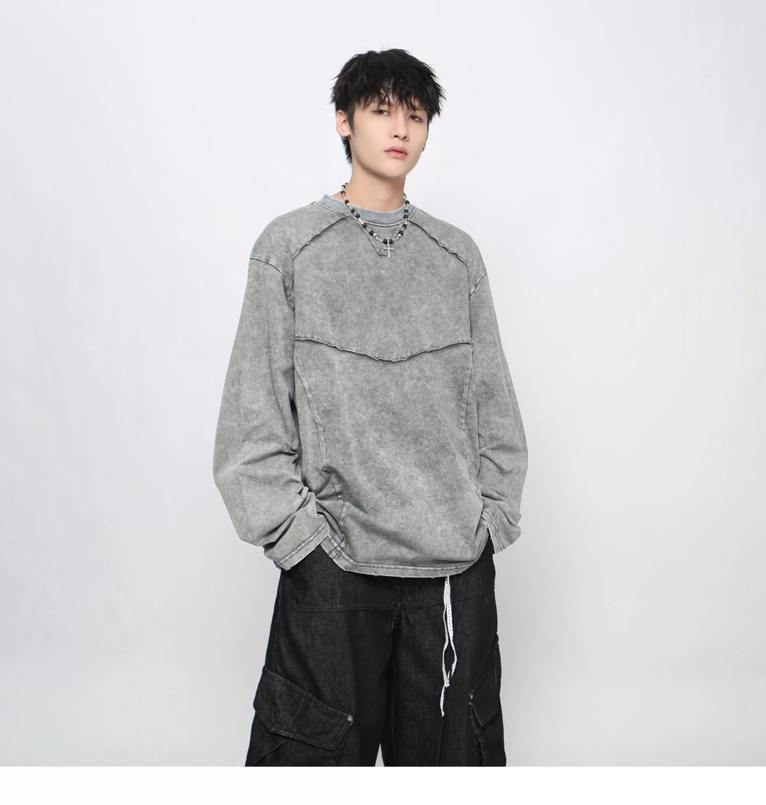 Men’s Solid Color Long-Sleeve T-Shirt S0012