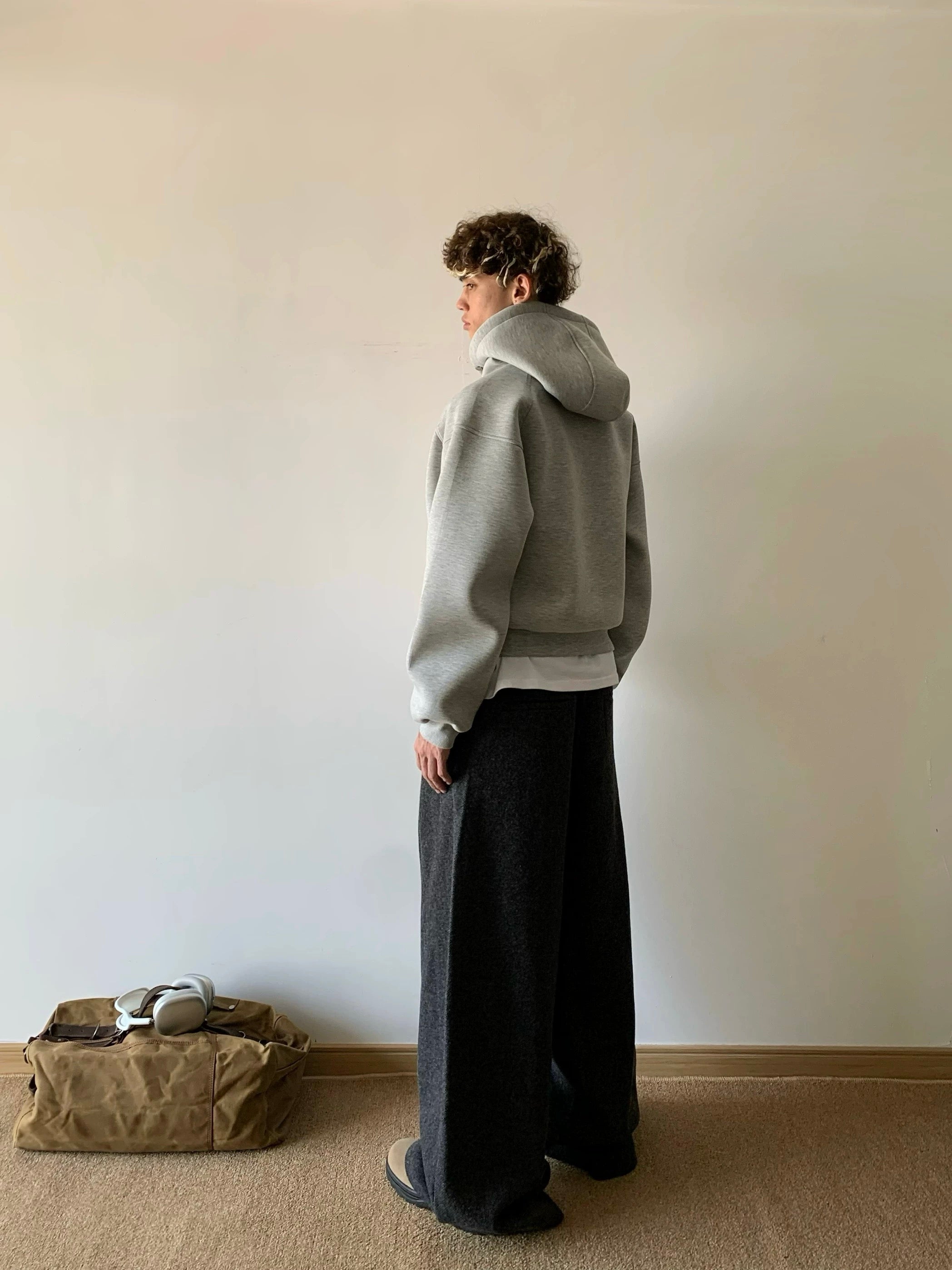 Men’s Cropped Zip-Up Hoodie – American Street Minimal Short Hoodie Jacket S0047