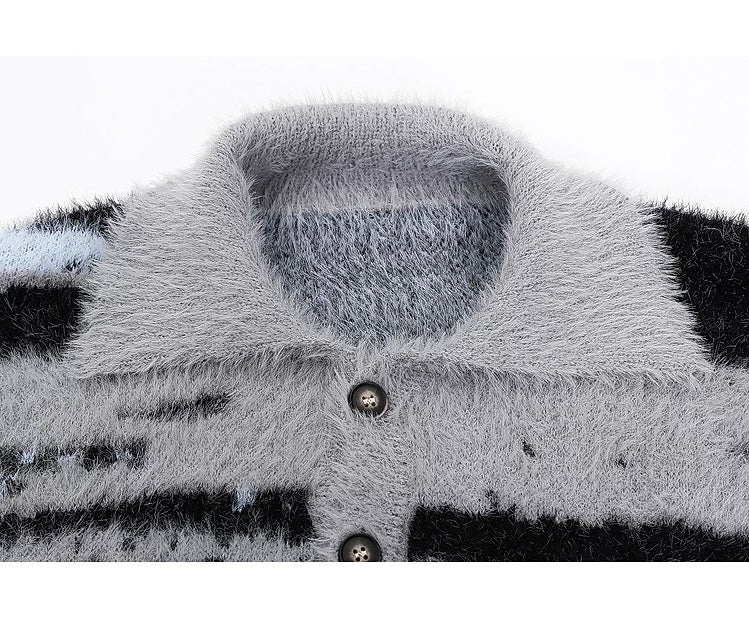 Men’s American Color-Block Striped Sweater – High Street Retro Knit Pullover S0055