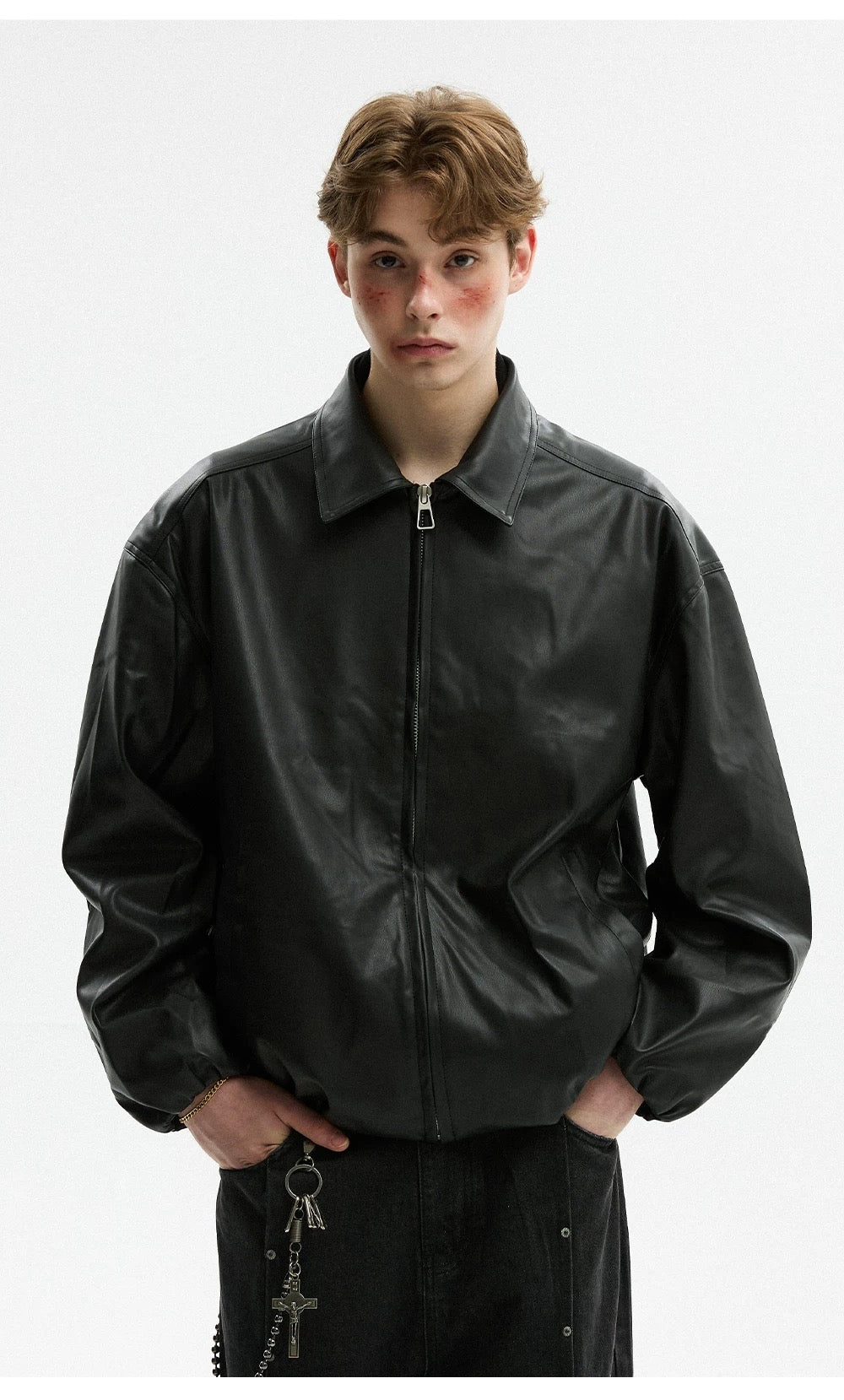 Men’s Vintage American PU Leather Jacket T0007