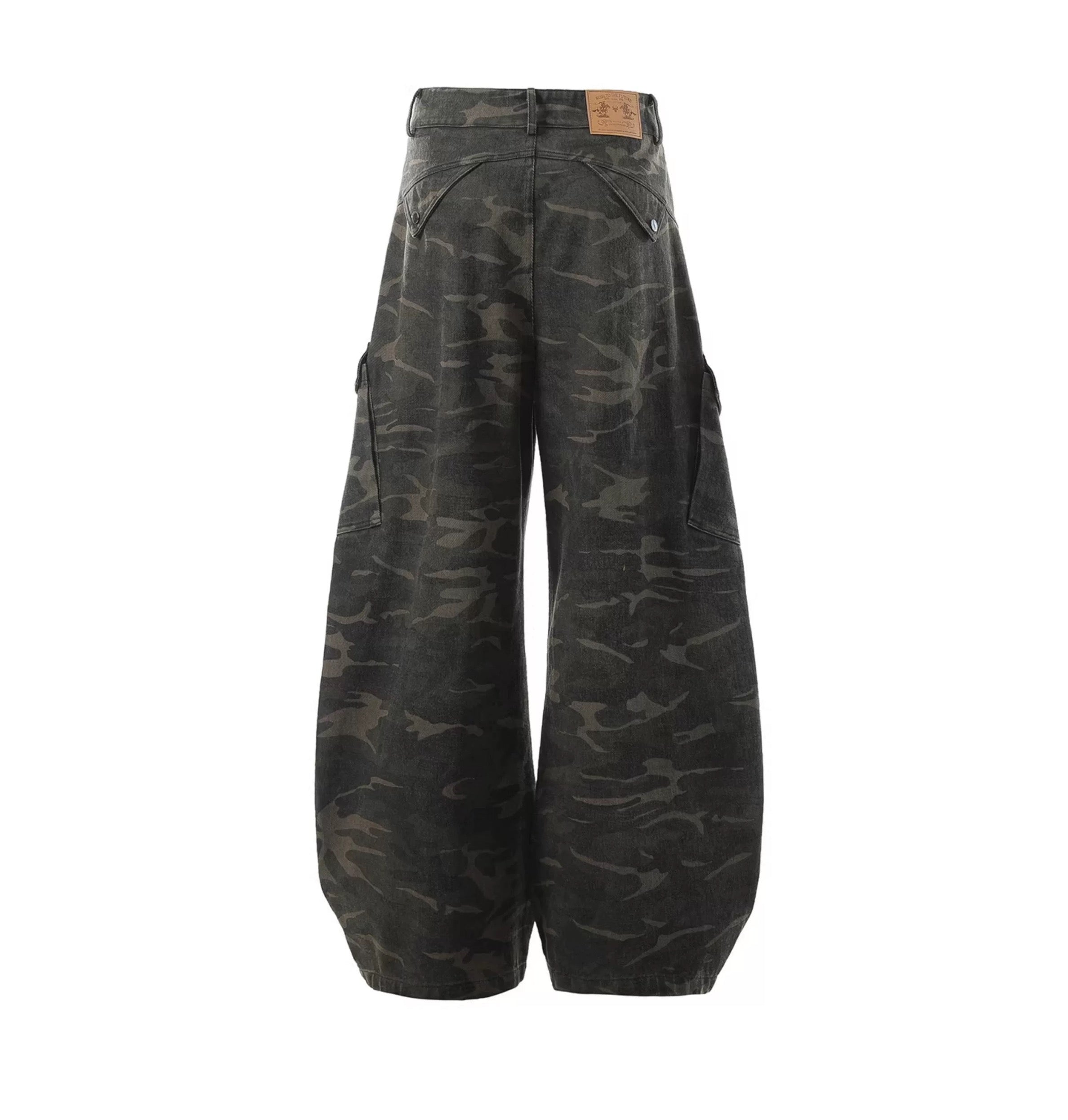 Men’s Camo Multi-Pocket Cargo Jeans – American Street Utility Denim Pants B0068