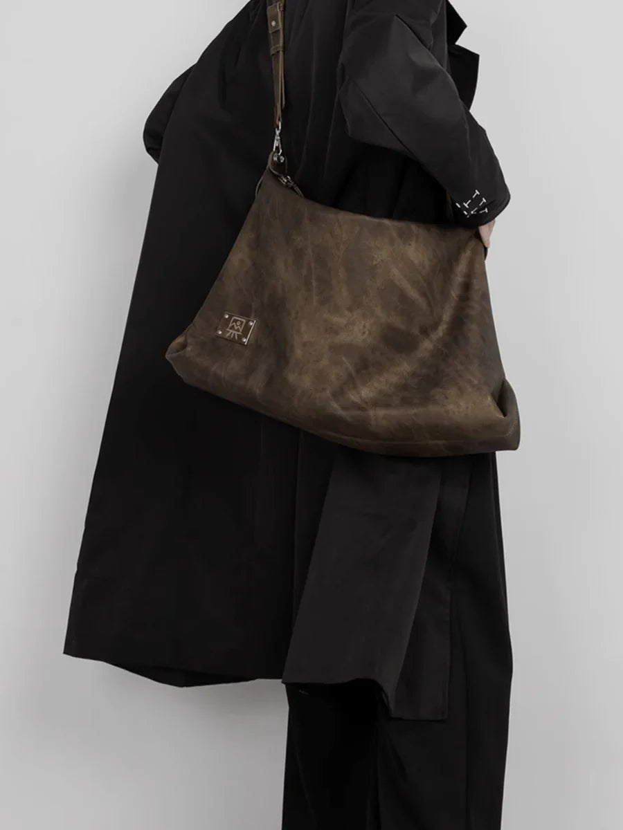 [LUCKYSTUDIO]LARGE SOFT LEATHER SHOULDER CROSSBODY BAG A0038