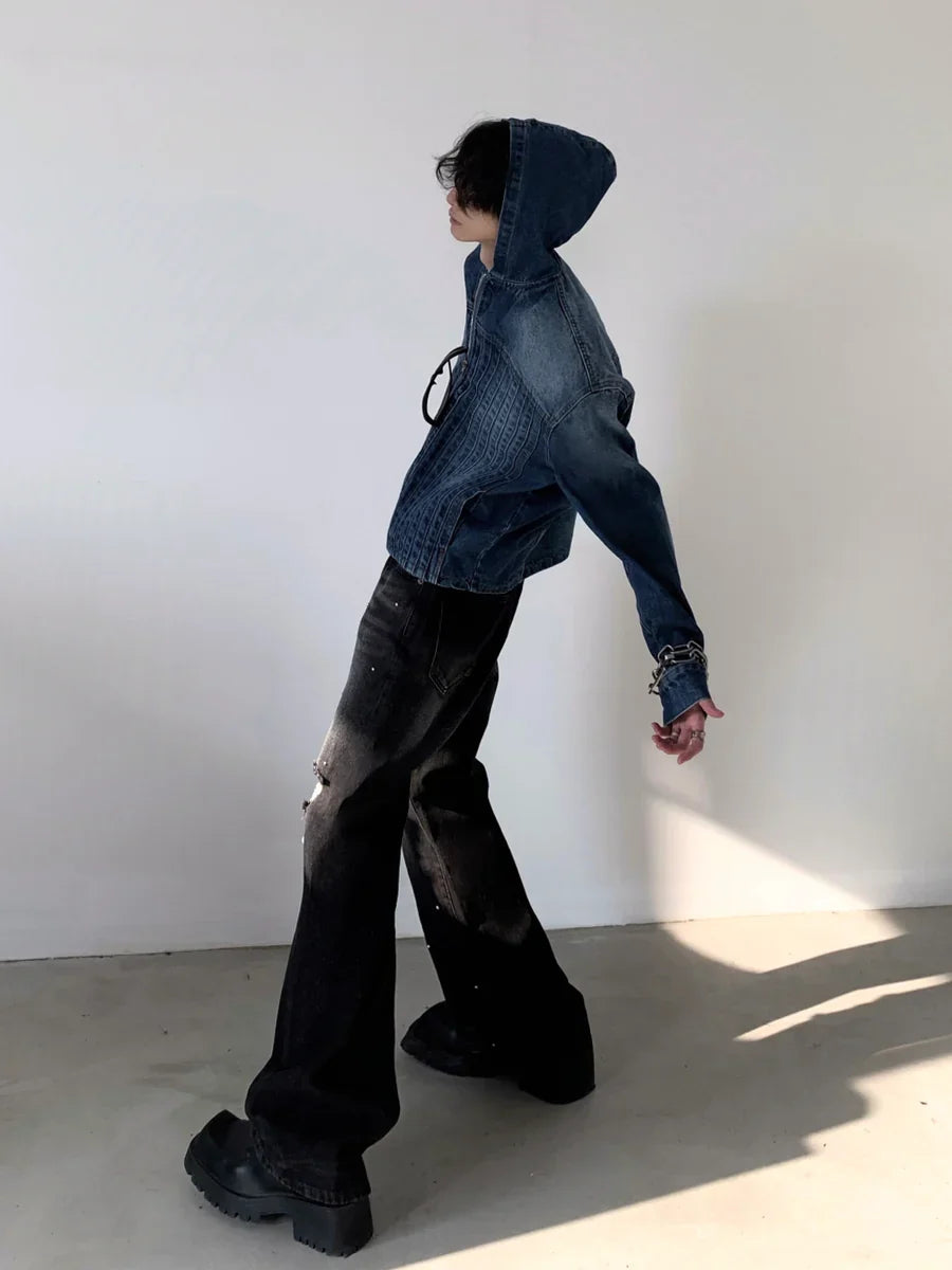 HIGH STREET HOODED DENIM JACKET T0101