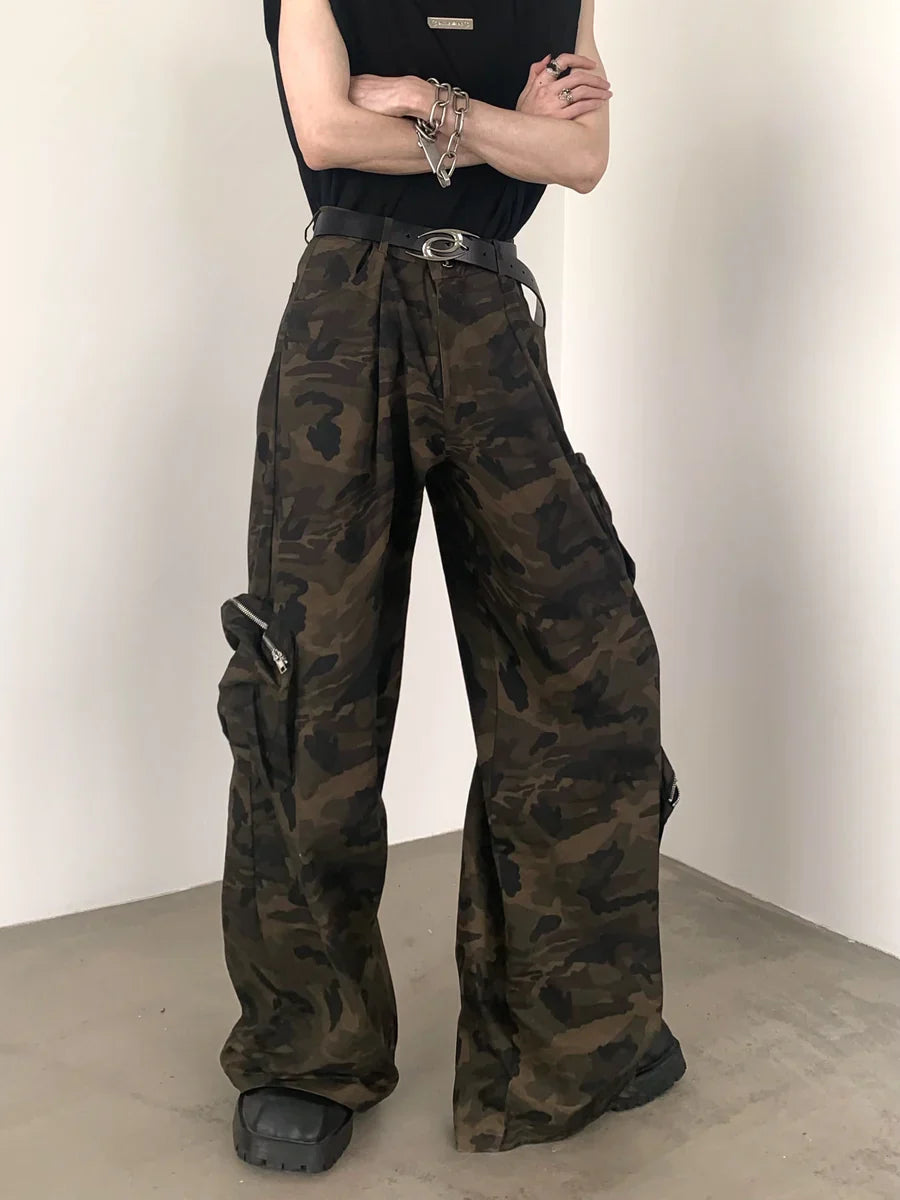 CAMOUFLAGE WIDE LEG POCKETS WORK PANTS B0164