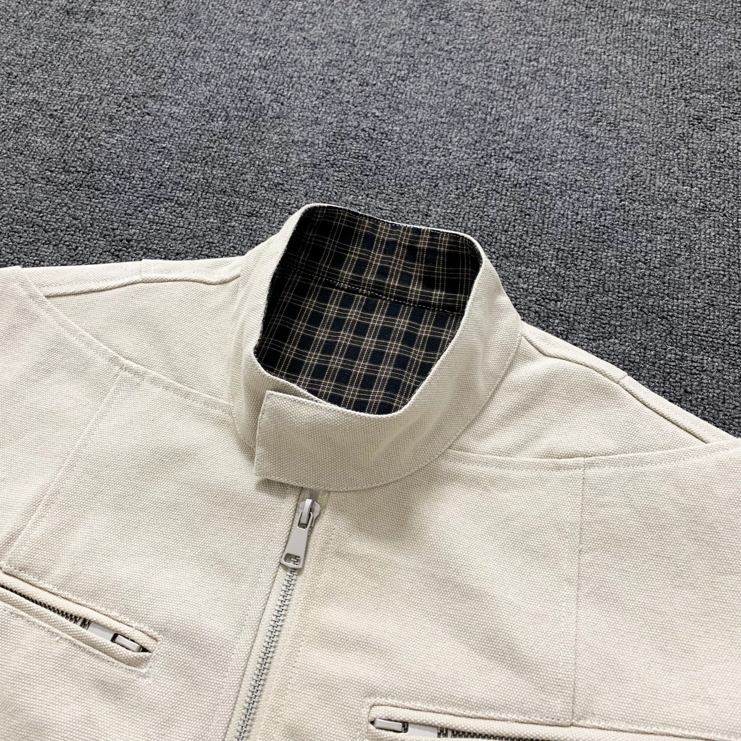 Harrington Stand Collar Utility Jacket – American Vintage Streetwear Coat T0032