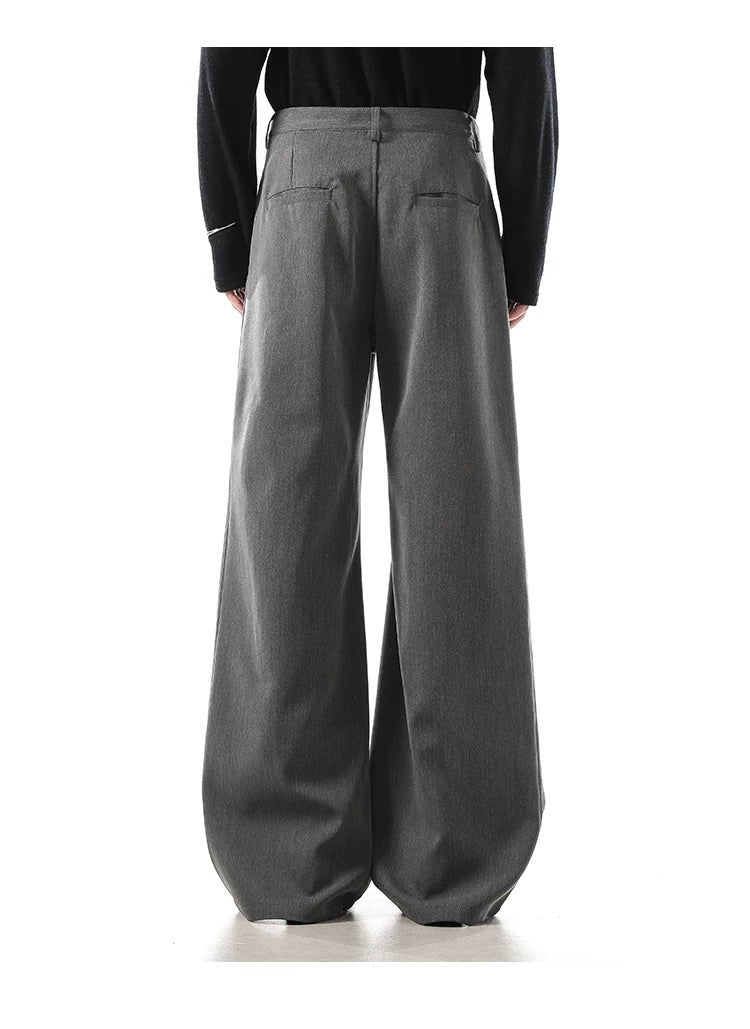 Structured Drape Suit Trousers – High-Street Minimalist Straight-Leg Pants B0041