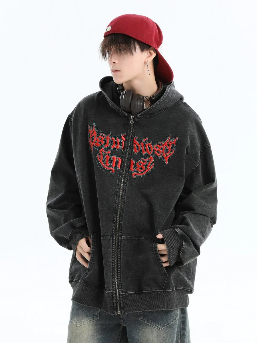 [INSstudios] GOTHIC LETTER LOGO DENIM JACKET T0098