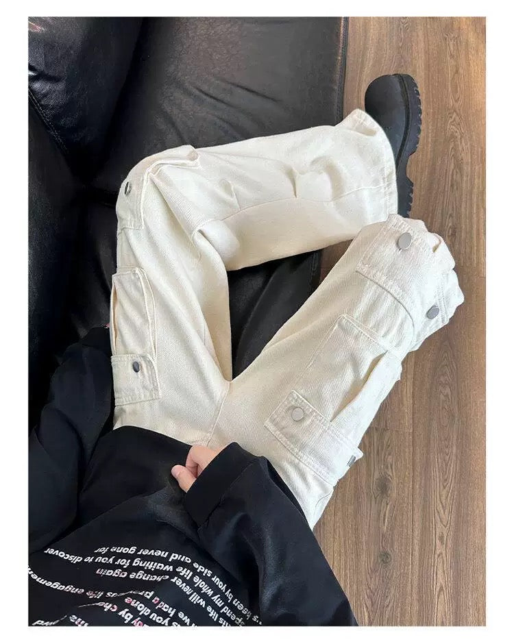 Men’s Multi-Pocket Cargo Pants – American Street Utility Workwear Trousers B0065