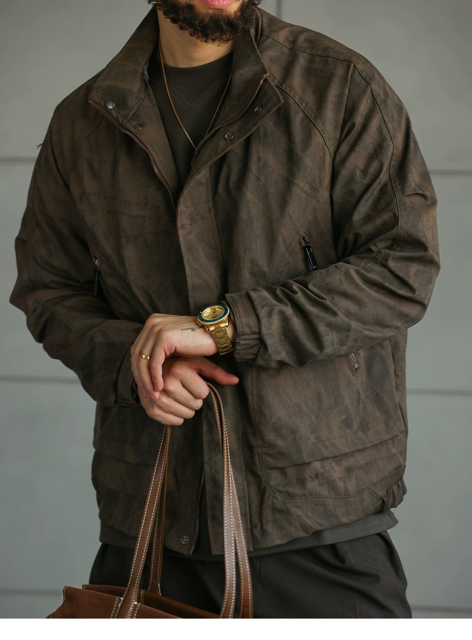 Men’s American Streetwear Stand-Collar Jacket T0016