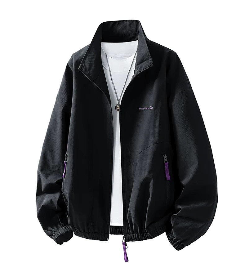 Men’s Japanese Minimalist Track Jacket – Casual Lightweight Streetwear Outerwear T0044