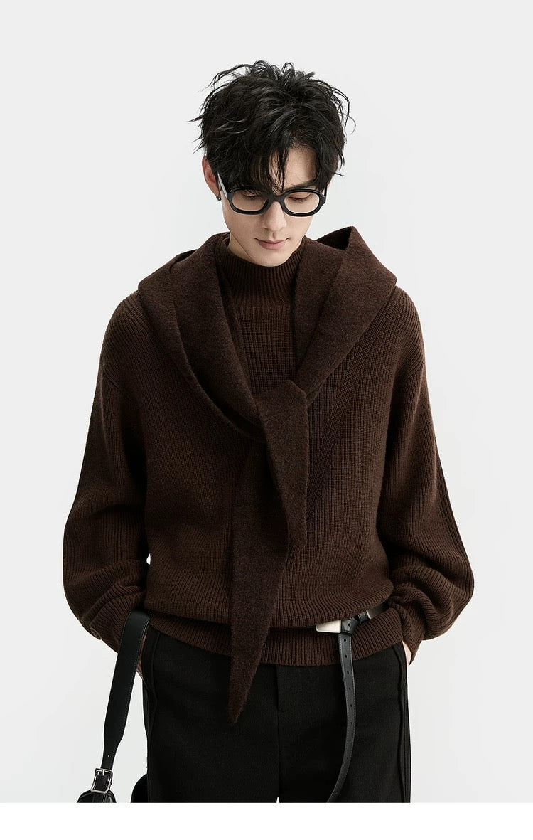 Suéter holgado de punto de lana de color liso para hombre, con cuello semialto y diseño estampado para invierno - Capa base ideal T0043