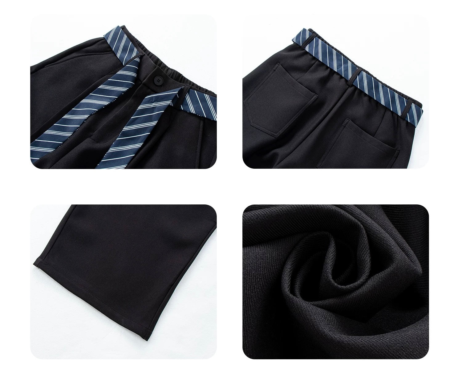 American Vintage Tie-Waist Blade Cut Trousers – High-Street Wide-Leg Pants B0043