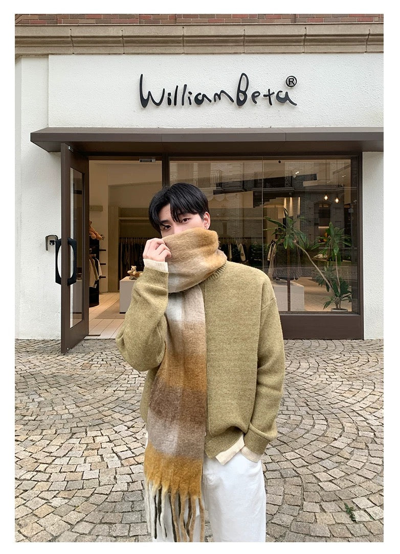 Men’s Japanese Vintage Layered Button Knit Sweater – Retro Street Casual Pullover S0044