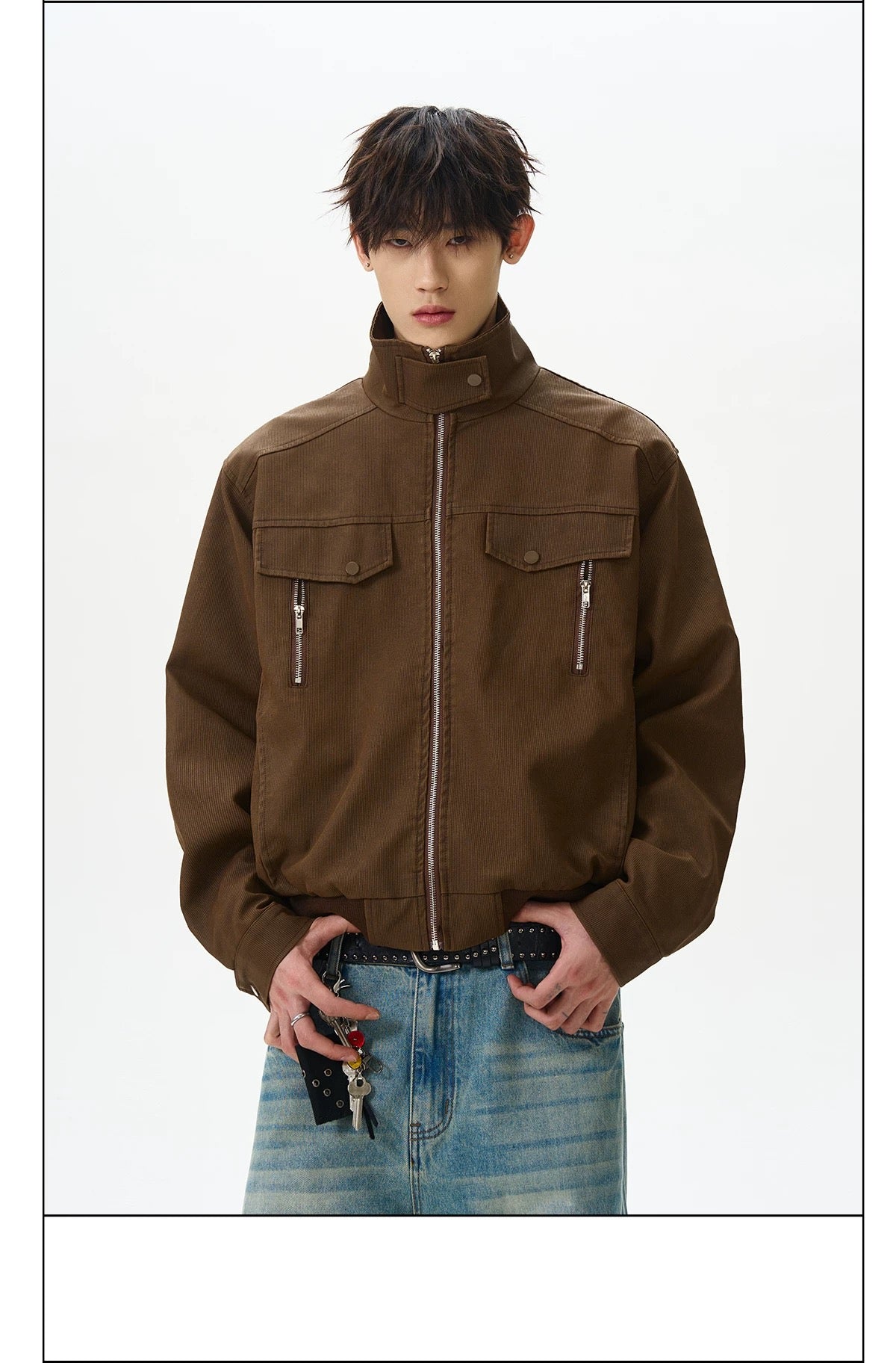 Men’s Stand-Collar American Streetwear Jacket T0015