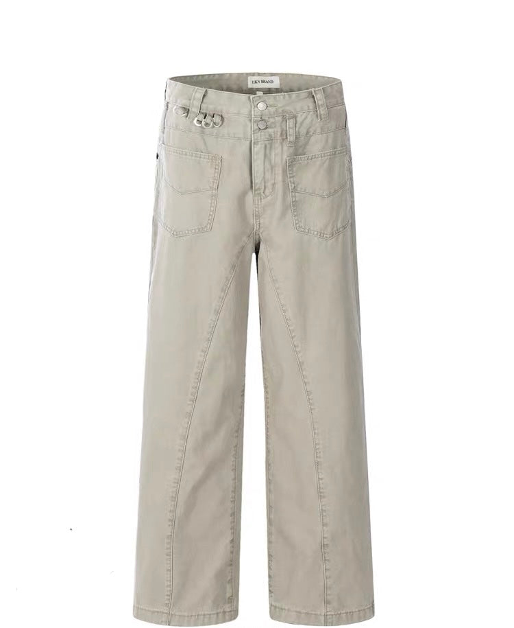 Men’s Vintage American Straight-Leg Cargo Pants – Retro Utility Streetwear Trousers B0045