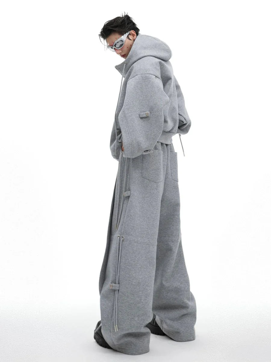 LOOSE HOODED SWEATER JACKET + BOTTOMS S0059