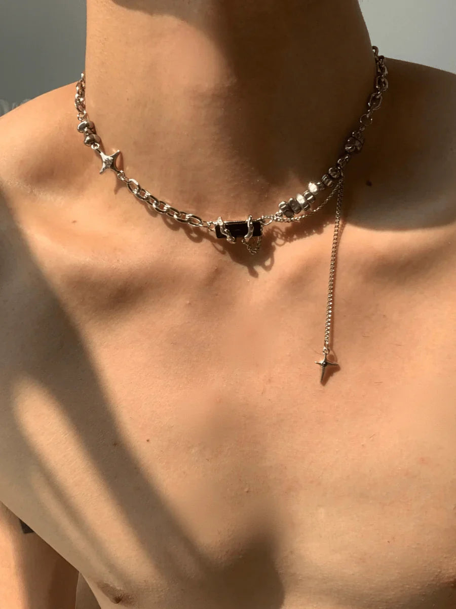 SILVER NECK CHAIN JEWELRY NECKLACE A0040