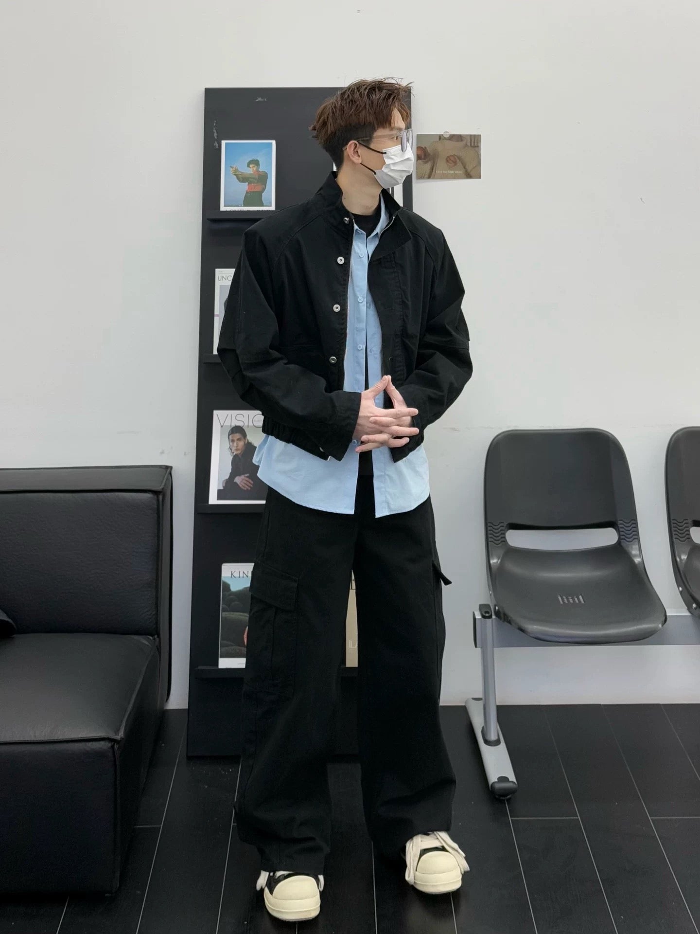 Men’s Short Utility Stand Collar Jacket – Vintage Workwear Streetwear Outerwear T0048