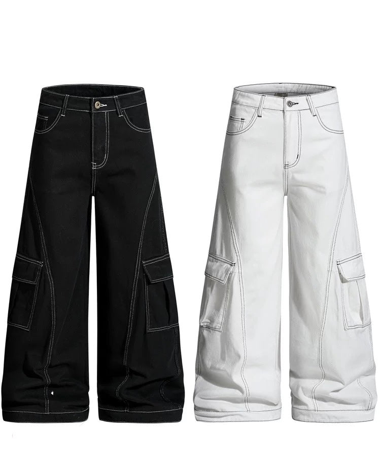 American Curved Wide-Leg Streetwear Trousers B0085