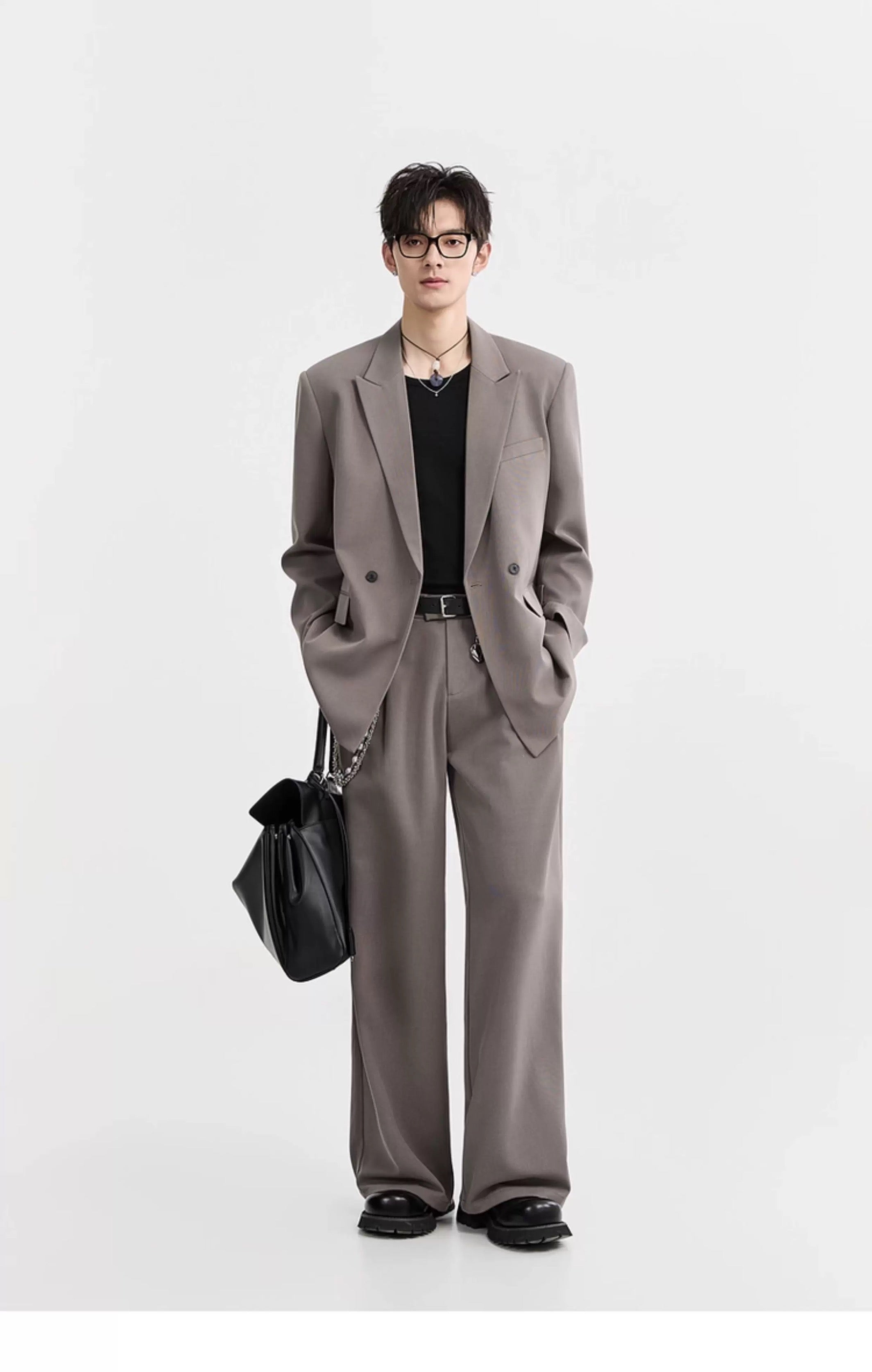 Blazer de lana Tencel Premium - Chaqueta informal de gran tamaño y botonadura sencilla para hombre, para todas las estaciones, T0045