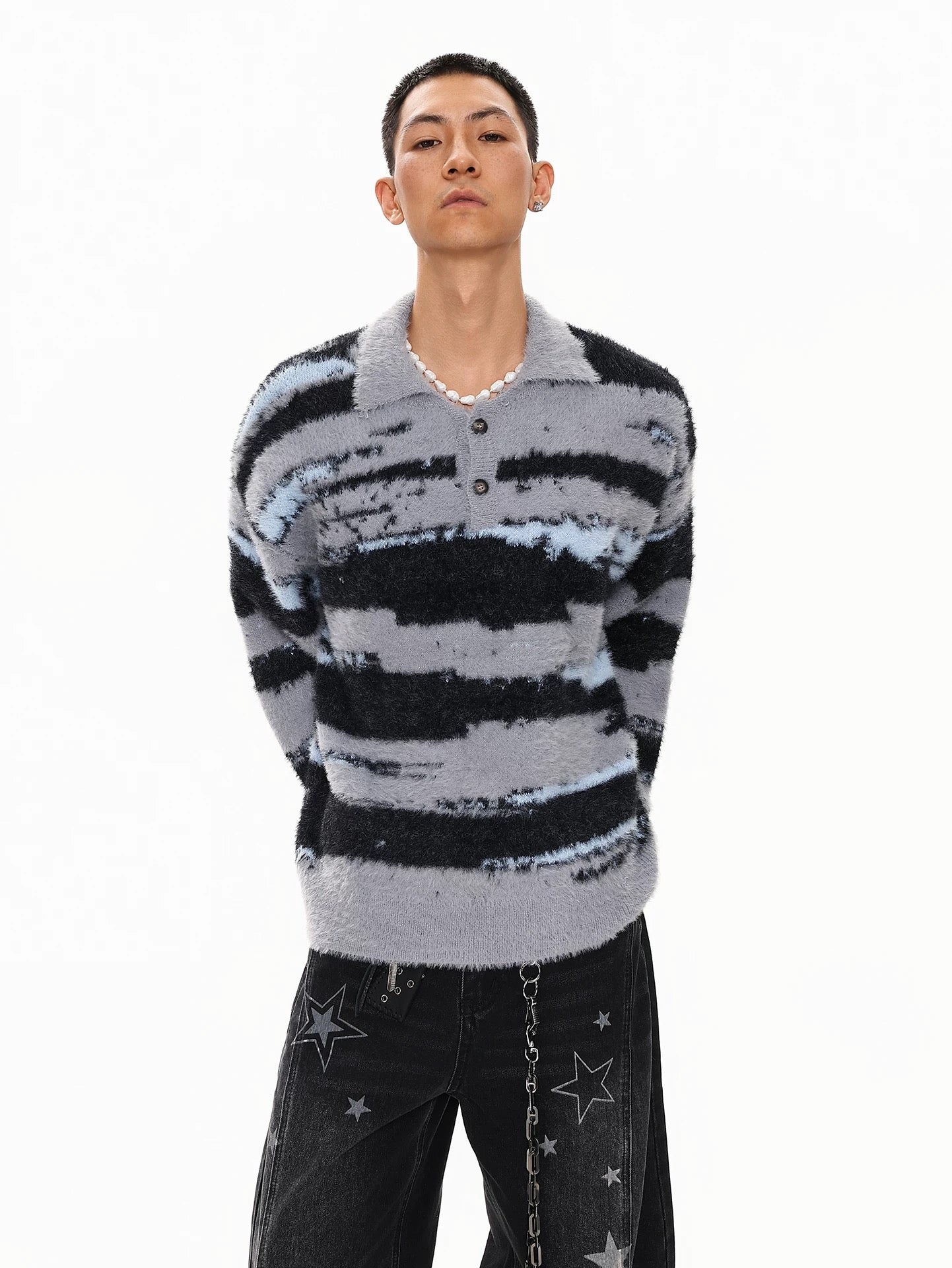Men’s American Color-Block Striped Sweater – High Street Retro Knit Pullover S0055