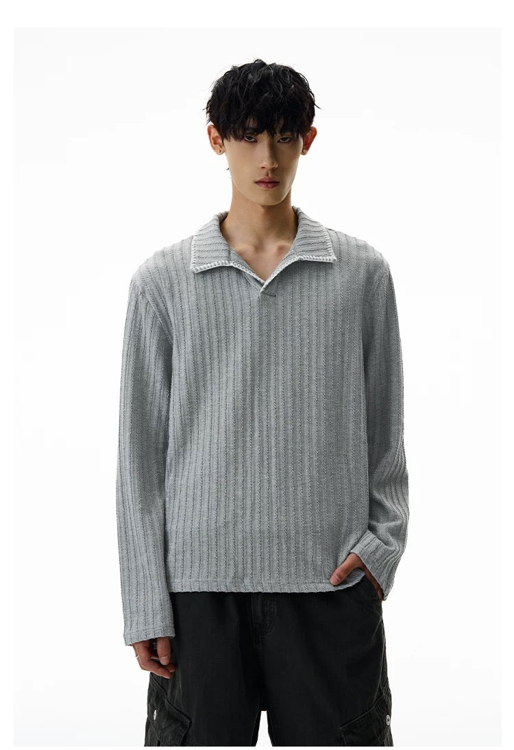 Men’s Long-Sleeve Cotton Polo – Streetwear Style S0015