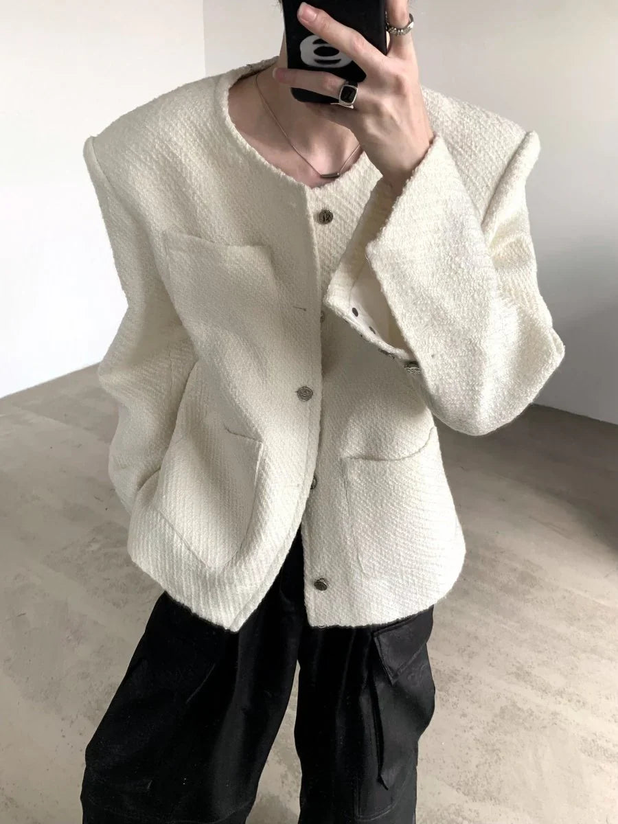 [AUTUMNWIND] WOOL WHITE TWEED JACKET T0119