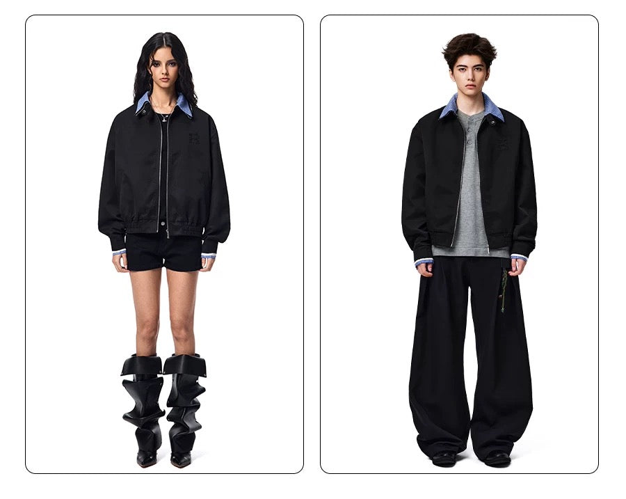 Men’s Vintage Plaid Patchwork Collar Jacket – Retro Short Street Outerwear T0062