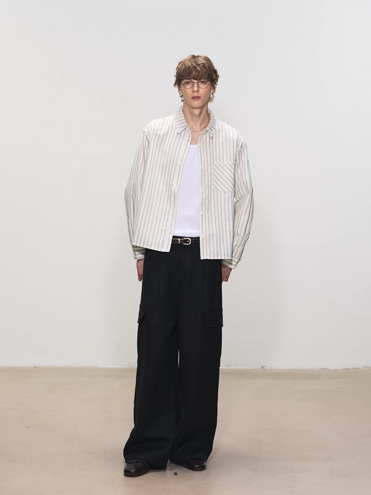 Striped Seersucker Shirt – American Vintage Textured Casual Shirt for Men S0028