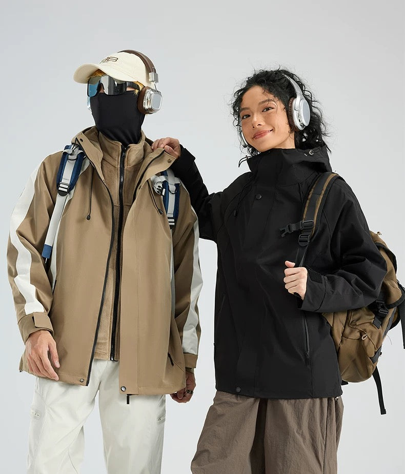 Men’s & Women’s 3-in-1 Outdoor Jacket – Waterproof Windproof Couple Shell Coat T0041