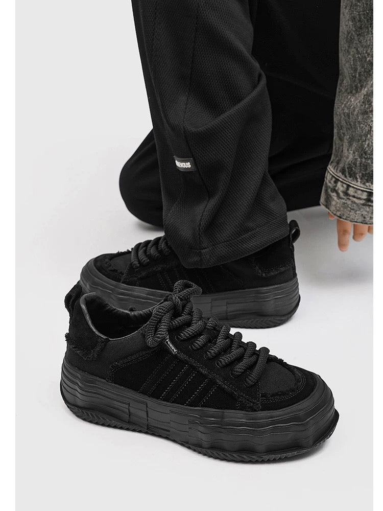 Zapatillas de skate Black Warrior - Zapatillas vintage de lona con triple raya y suela fundida (ropa urbana unisex Niche) S0006