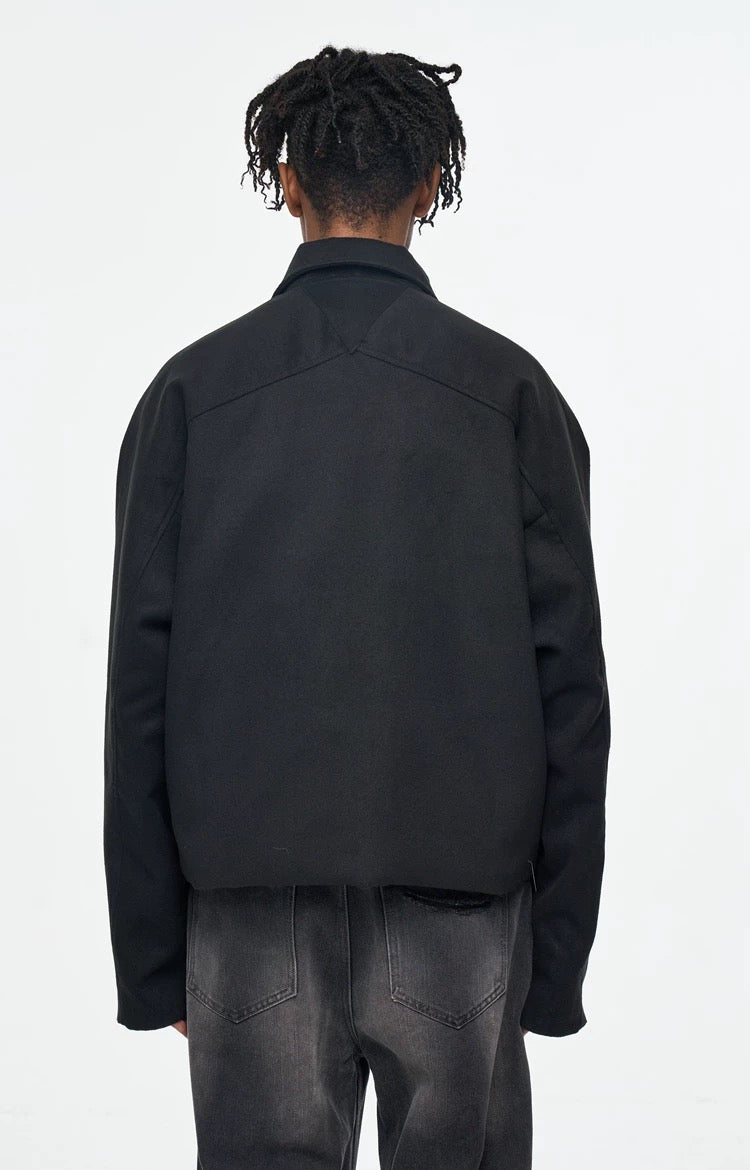 Men’s Retro Boxy Zip-Up Jacket – American Vintage Cropped Street Outerwear T0057