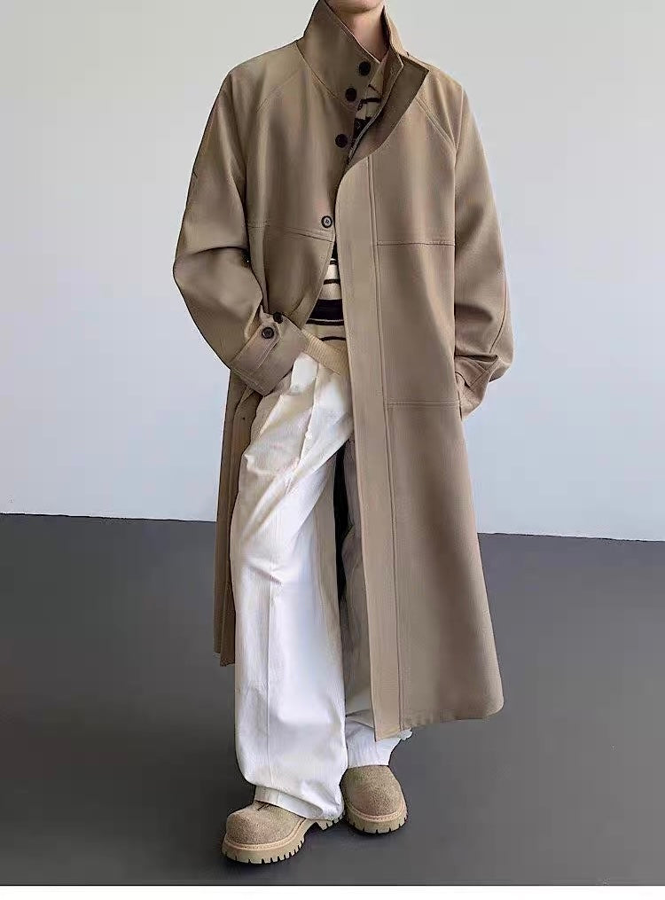 Gabardina larga vintage británica para hombre T0248