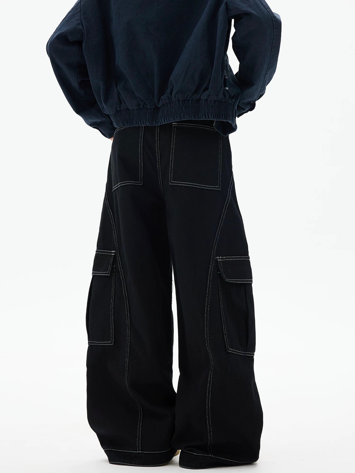 American Curved Wide-Leg Streetwear Trousers B0085