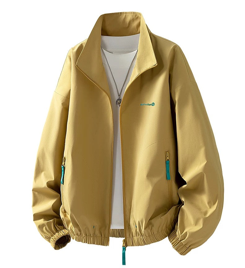 Men’s Japanese Minimalist Track Jacket – Casual Lightweight Streetwear Outerwear T0044