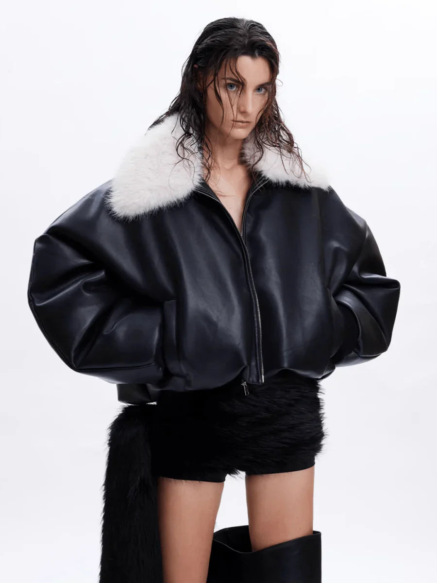 COTTON LEATHER JACKET T0090