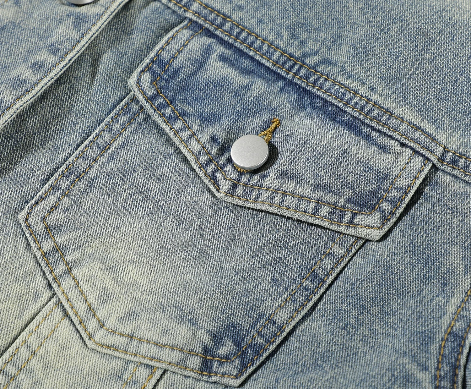 Men’s Vintage Denim Jacket – American Retro Washed Jean Outerwear T0068