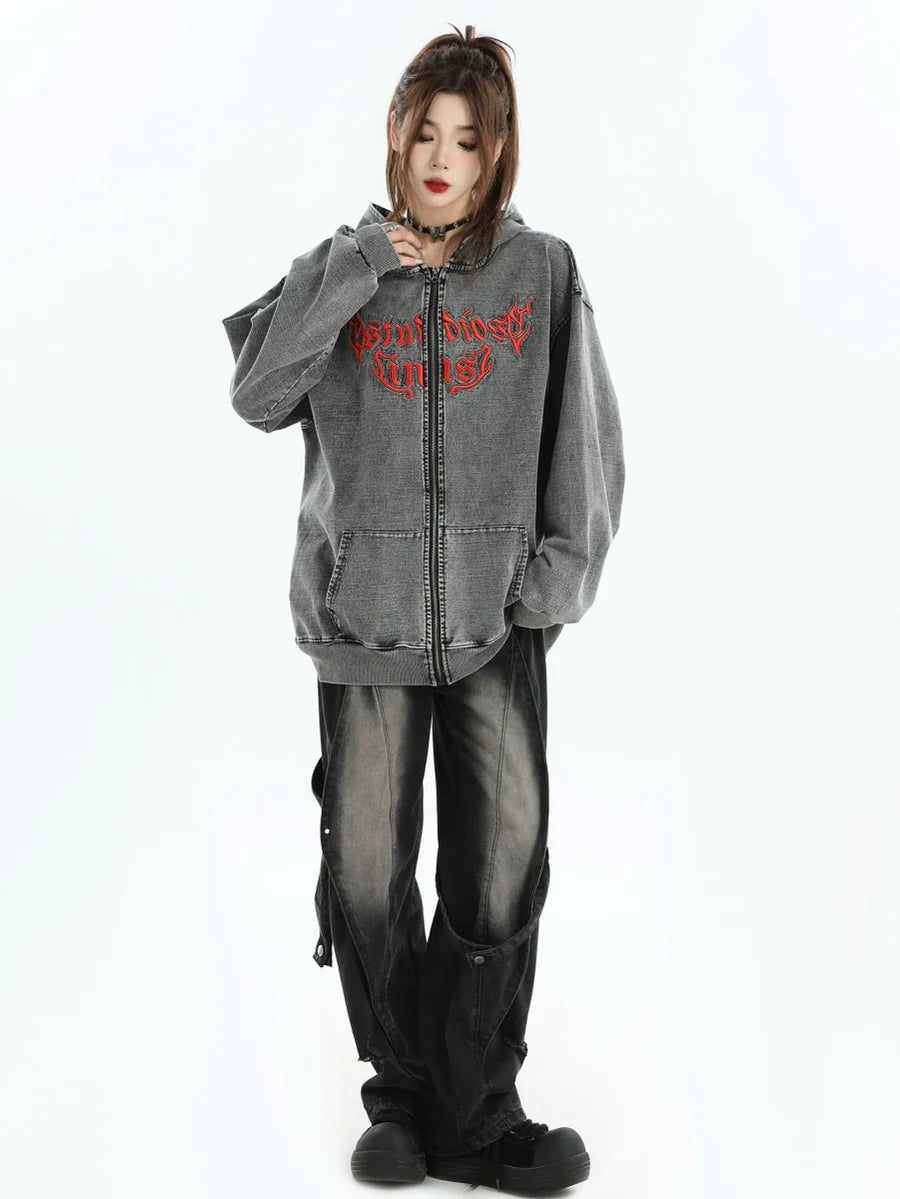 [INSstudios] GOTHIC LETTER LOGO DENIM JACKET T0098