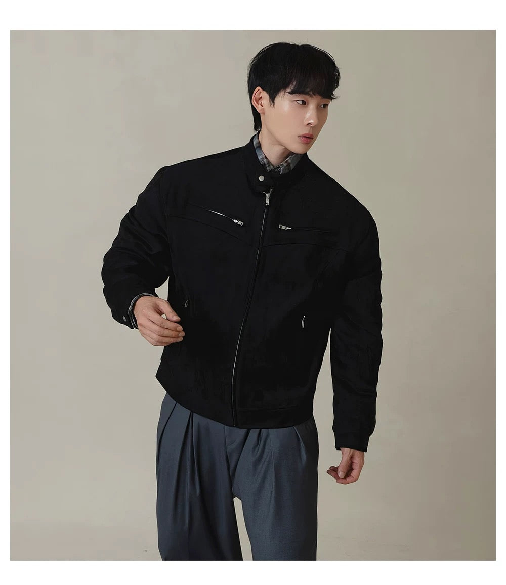 American Stand Collar Jacket – Vintage Streetwear Short Coat for Men T0033