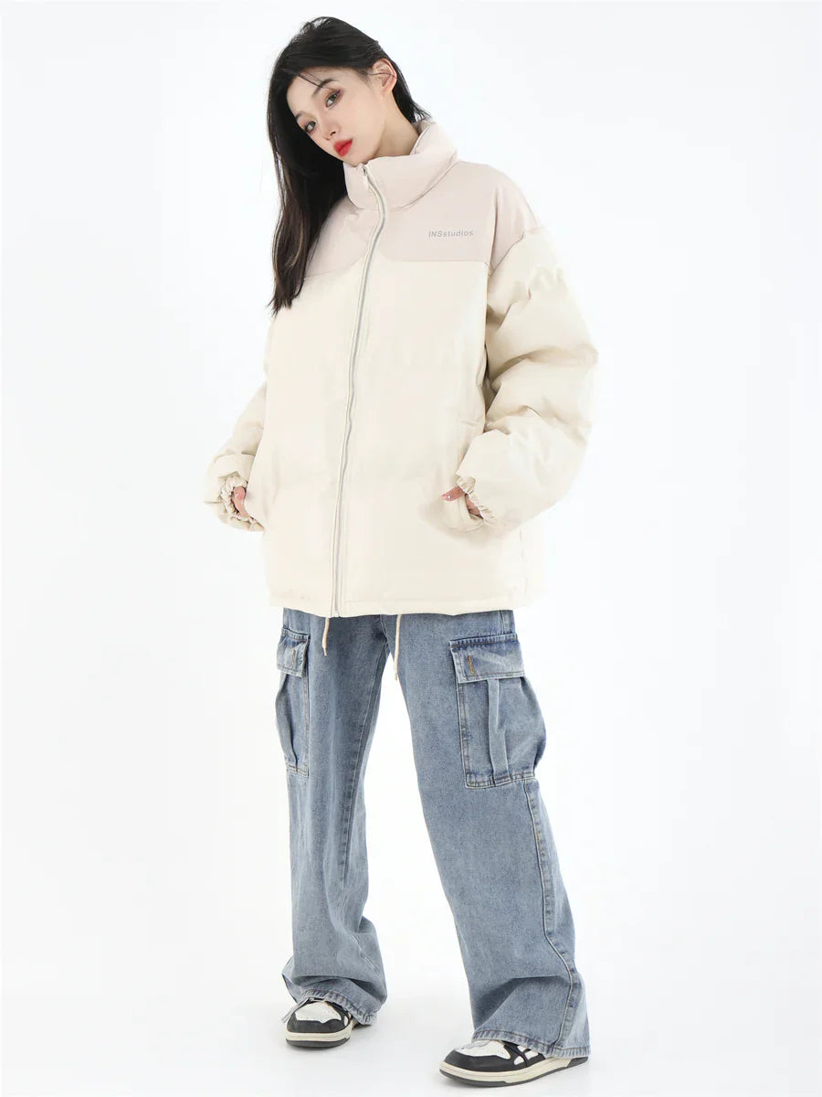 [INSstudios] PU LEATHER COTTON ZIPPER JACKET T0111