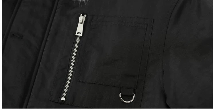 Men’s Detachable Fur Collar Padded Jacket – American Retro Winter Street Outerwear T0055