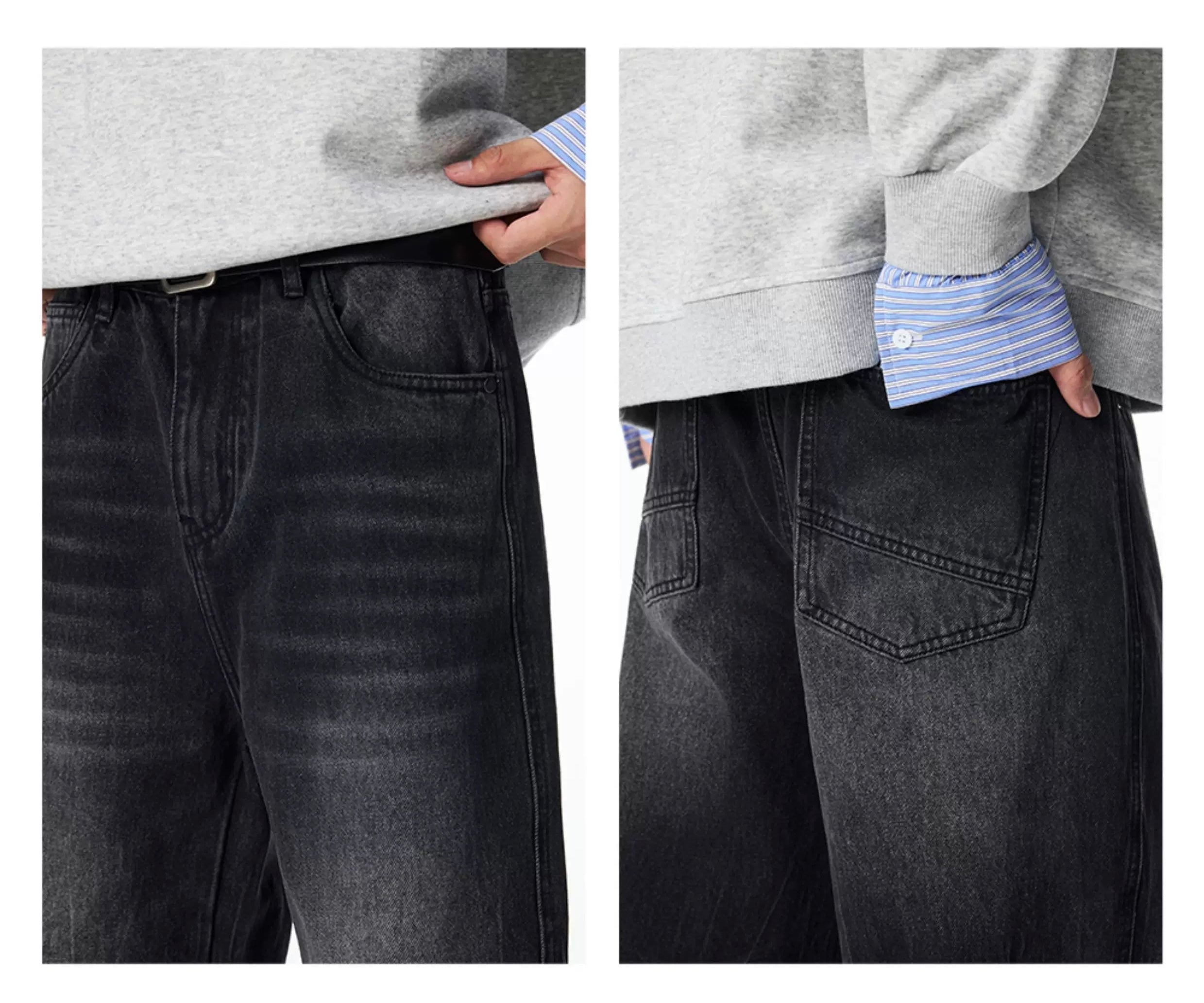 Men’s Vintage American Wide-Leg Denim Jeans B0013