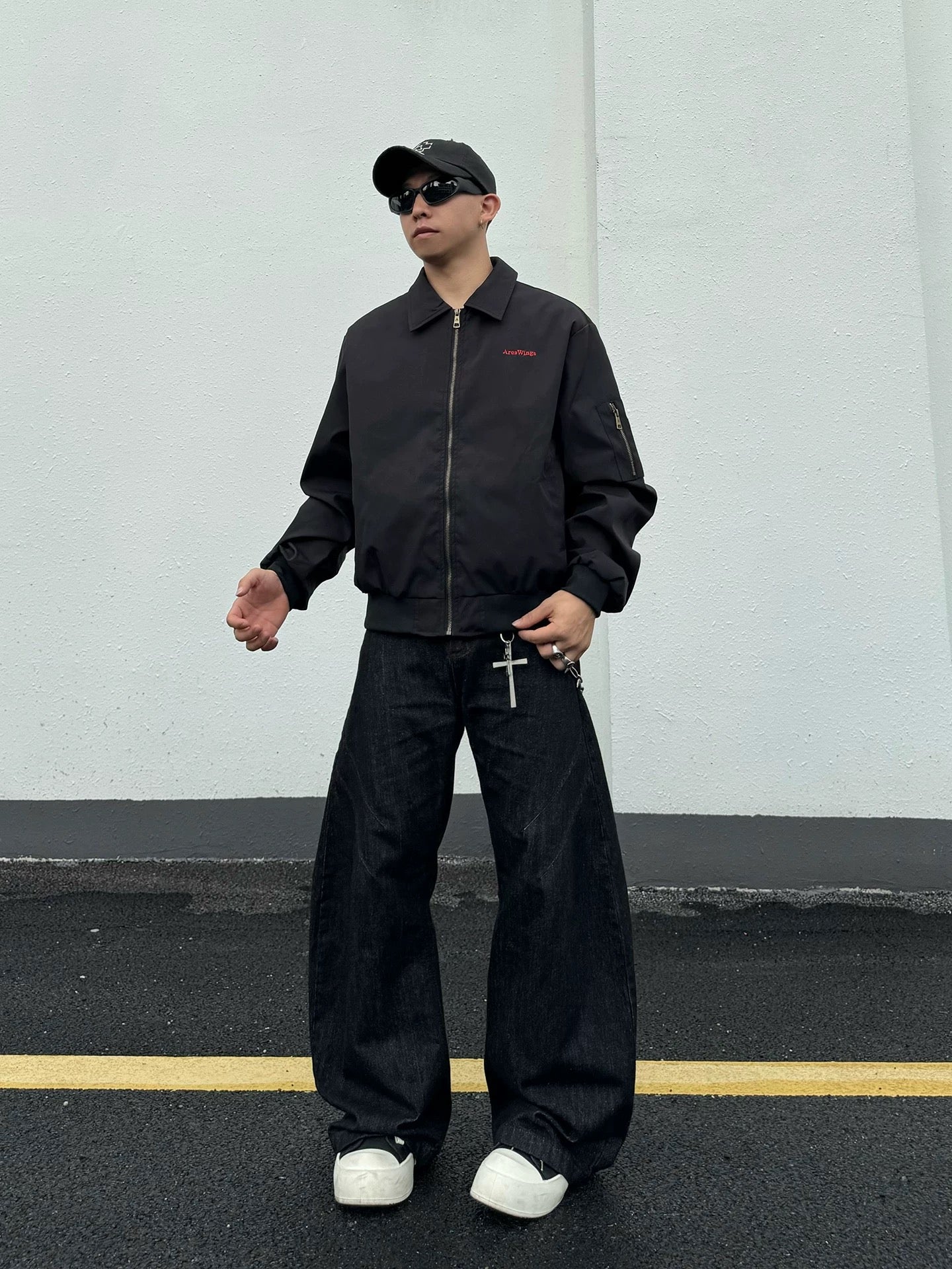 Men’s Embroidered Warhorse Letterman Bomber Jacket – American Street Vintage Flight Jacket T0065