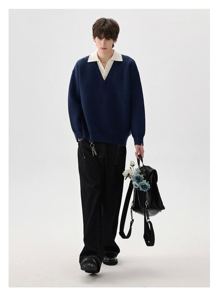 Men’s Vintage American Wide-Leg Denim Jeans B0017